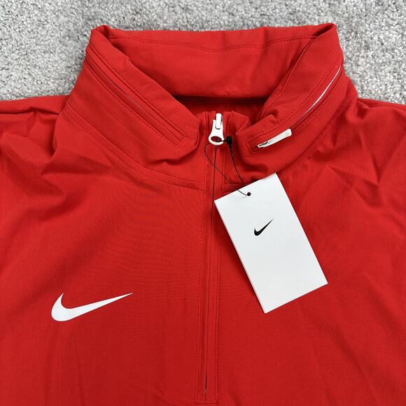 Nike Football Lightweight Coaches Jacket Mens Small Red 1/4 Zip Short Sleeve - Picture 3 of 11